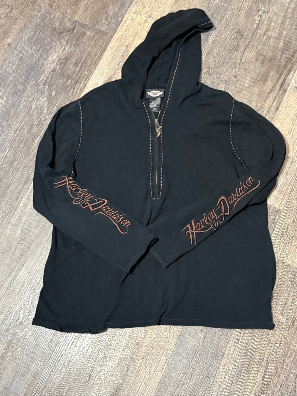 Harley Davidson Women’s 1W Black Embroidered Sleeve Hoodie